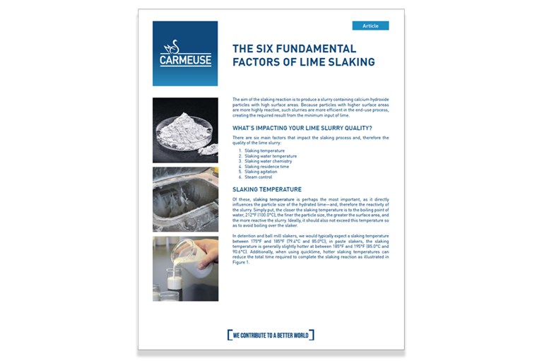 Six Fundamental Factors of Lime Slaking Article